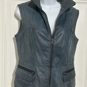 Blue Sleeveless Leather Vest by Jackett ( Anthropology)
